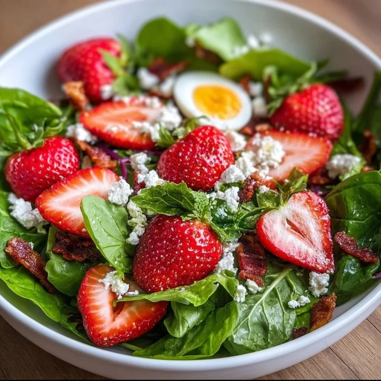 Colorful Easter Strawberry Spring Salad with fresh greens and vibrant strawberries