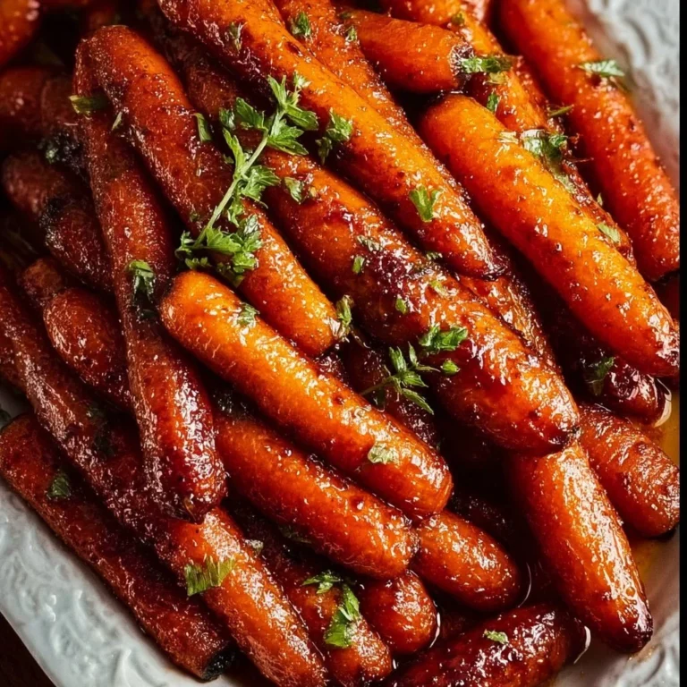 Delicious brown sugar roasted carrots on a serving platter