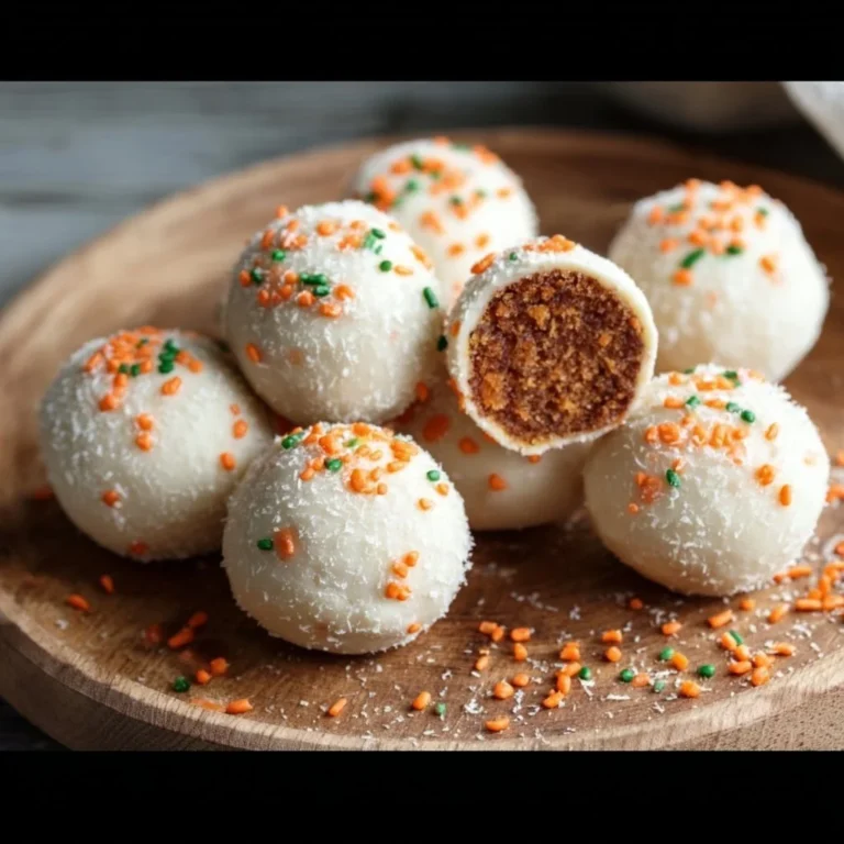 Delicious homemade carrot cake truffles topped with cream cheese frosting
