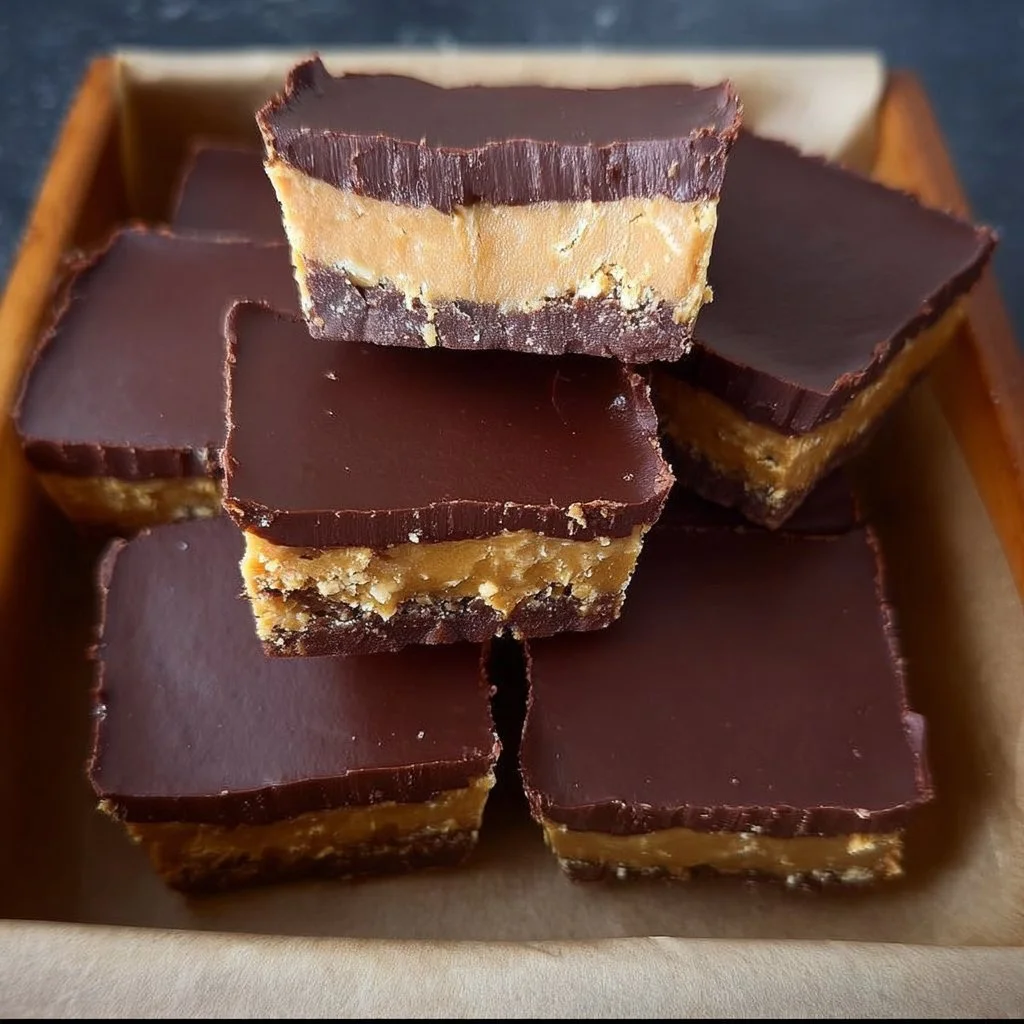 Delicious homemade Chocolate Peanut Butter Treats ready to enjoy.