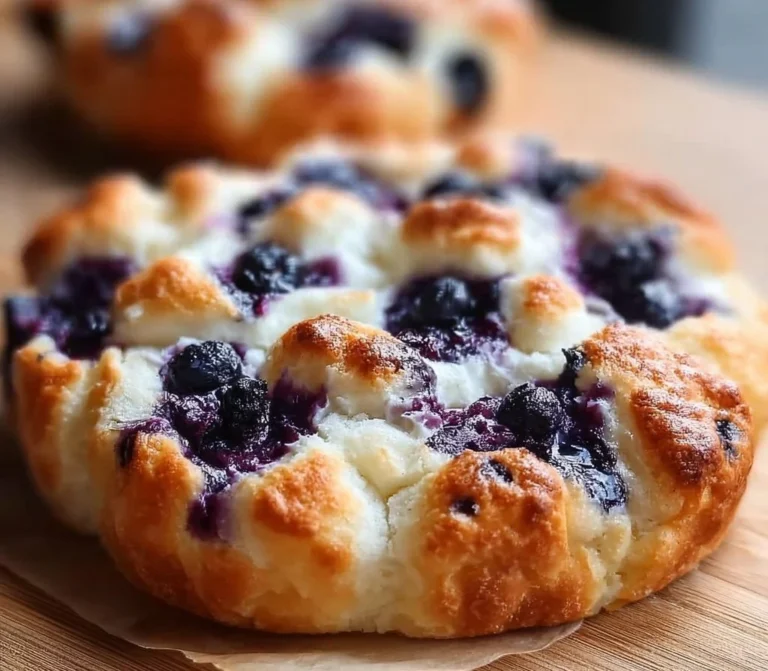 Fresh Cottage Cheese Blueberry Cloud Bread sliced on a plate