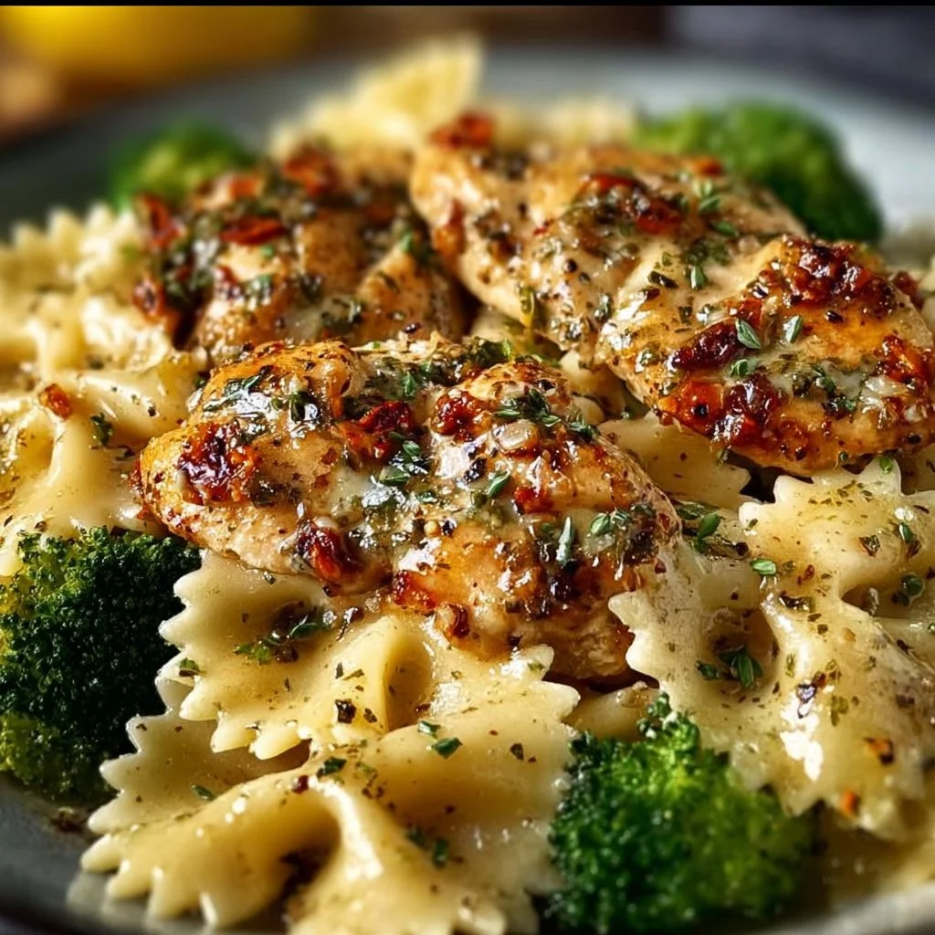 Cowboy Butter Lemon Bowtie Chicken with Broccoli