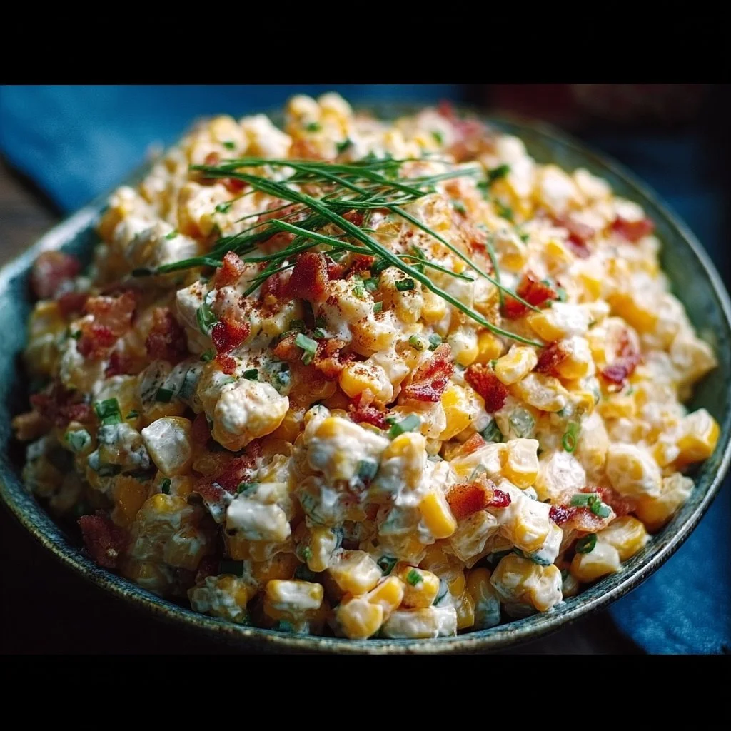 Delicious Crack Corn Salad in a bowl, topped with fresh herbs and spices.