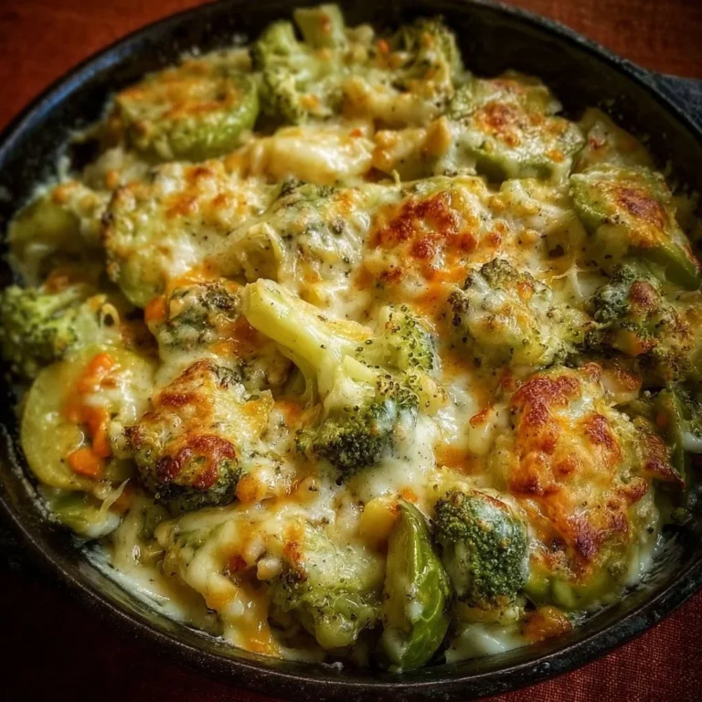 Creamy cheesy vegetable side dish with colorful vegetables in a bowl