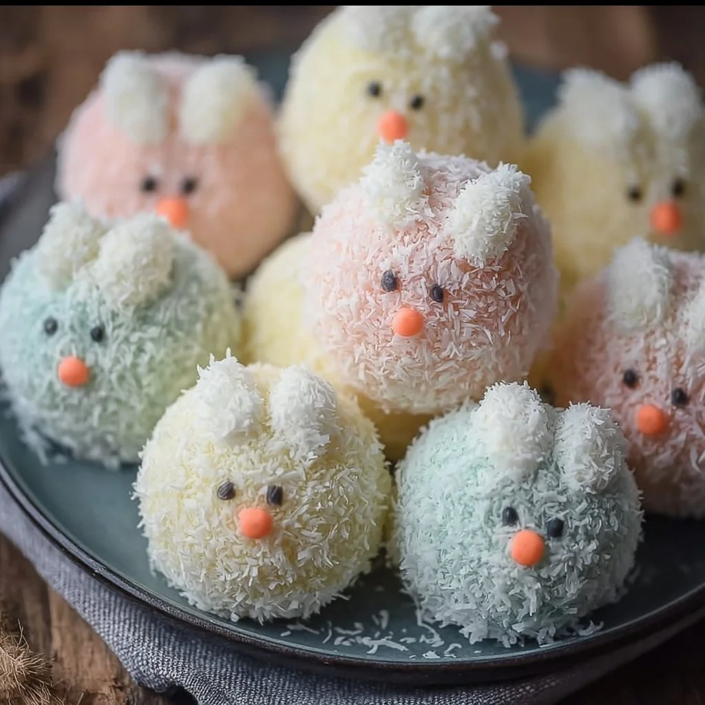 Easter Bunny Coconut Tails dessert decorated for Easter celebration