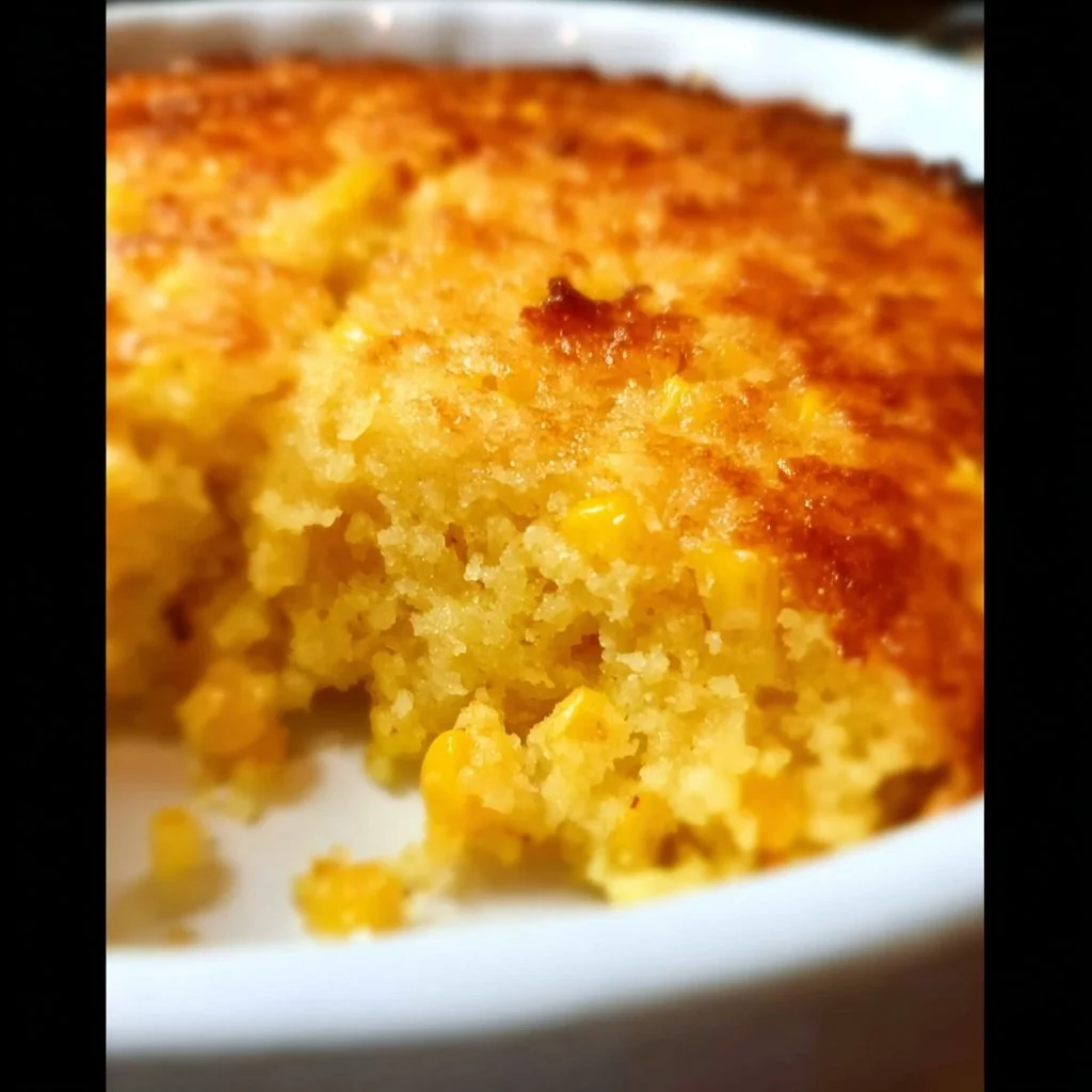 Baked Easter Corn Casserole served in a dish, ready for the holiday meal.