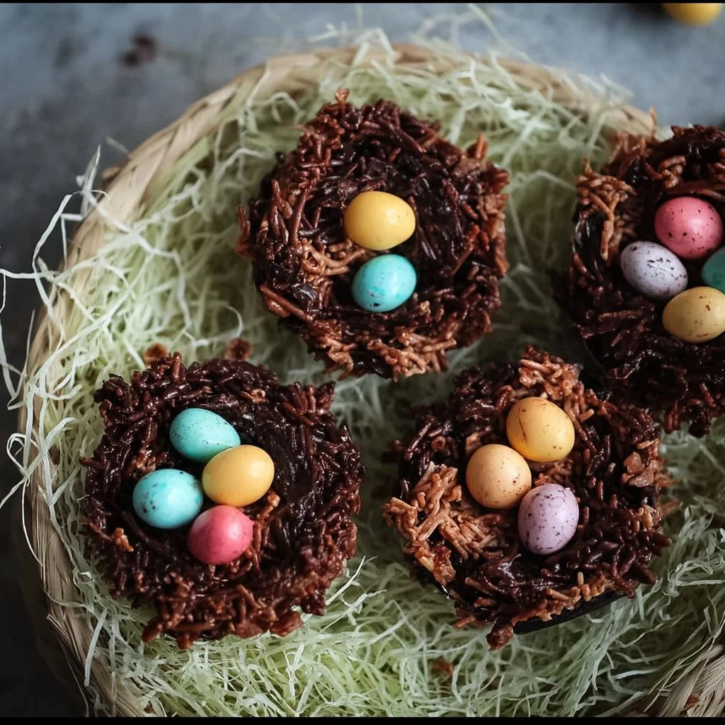 No-bake Easter nests made with four ingredients, perfect for festive celebrations.