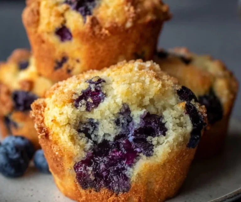 Easy gluten-free blueberry muffins fresh out of the oven