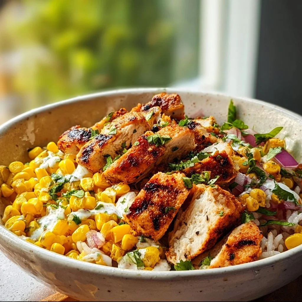 Easy Street Corn Chicken Bowl with fresh ingredients and vibrant colors