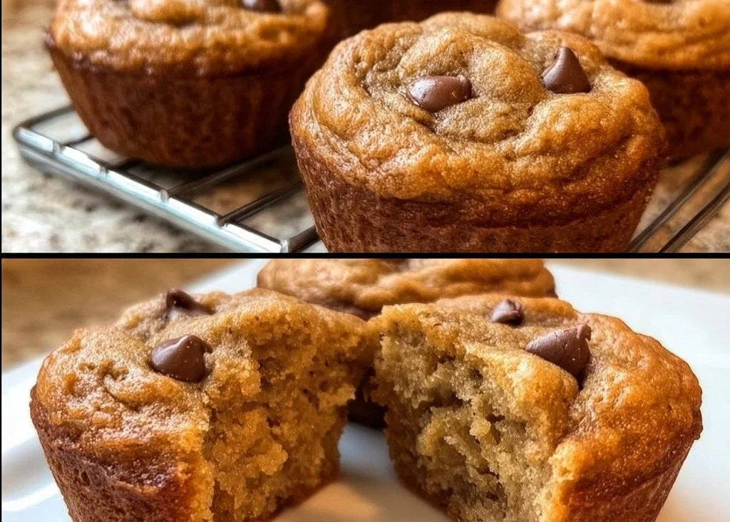 Flourless peanut butter banana muffins baked to perfection