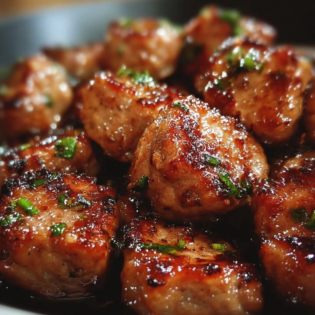Delicious Garlic Pork Bites served as an appetizer