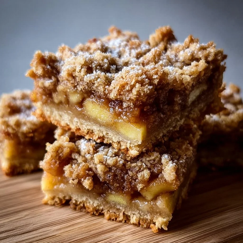 Gluten-free apple crumble bars with a golden topping and fresh apples