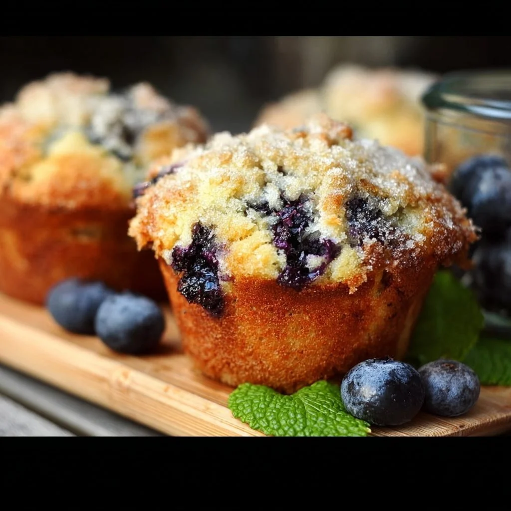 Gluten-free blueberry muffins baked with fresh blueberries