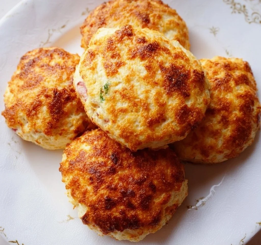 Gluten-free cottage cheese breakfast biscuits on a plate