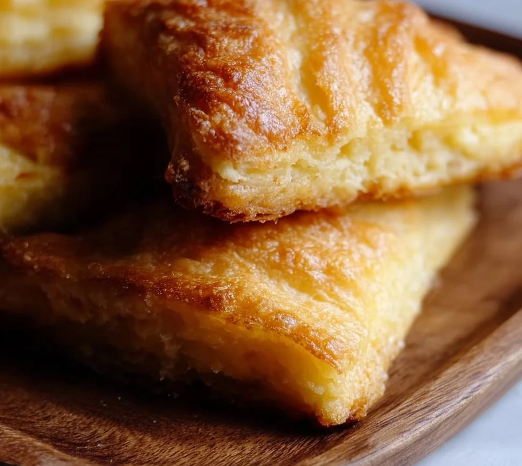 Freshly baked gluten-free croissants on a rustic wooden table