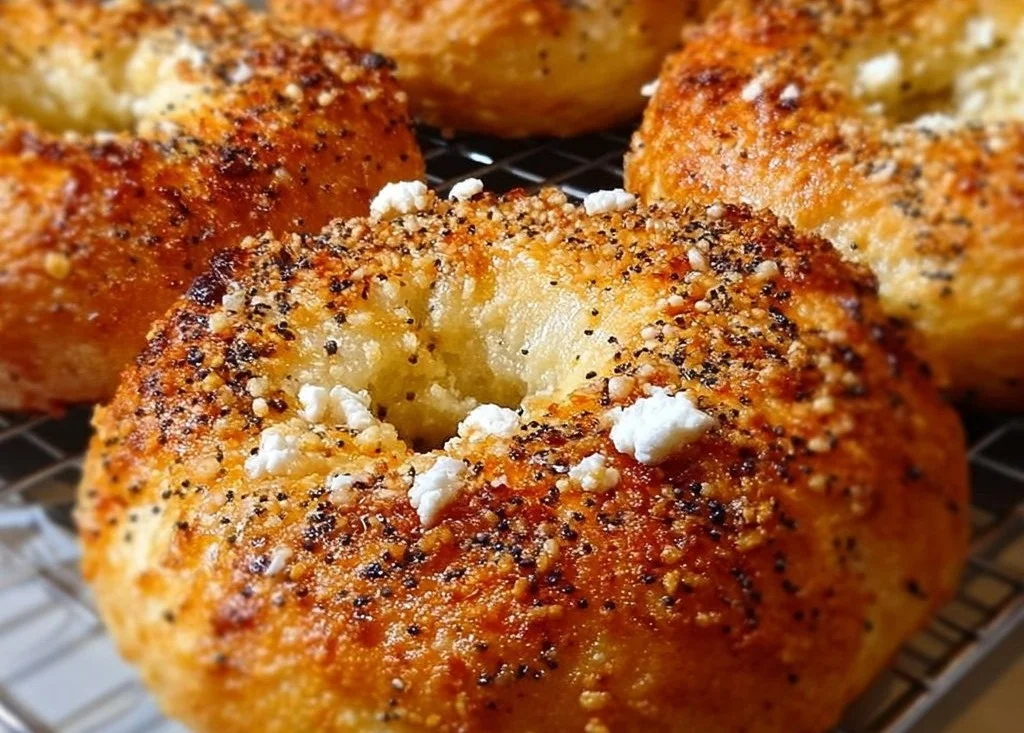Gluten-free Greek yogurt bagels fresh out of the oven