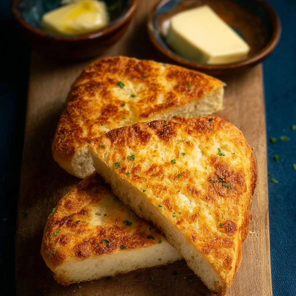 Gluten Free Irish Potato Bread loaf displayed on a wooden table