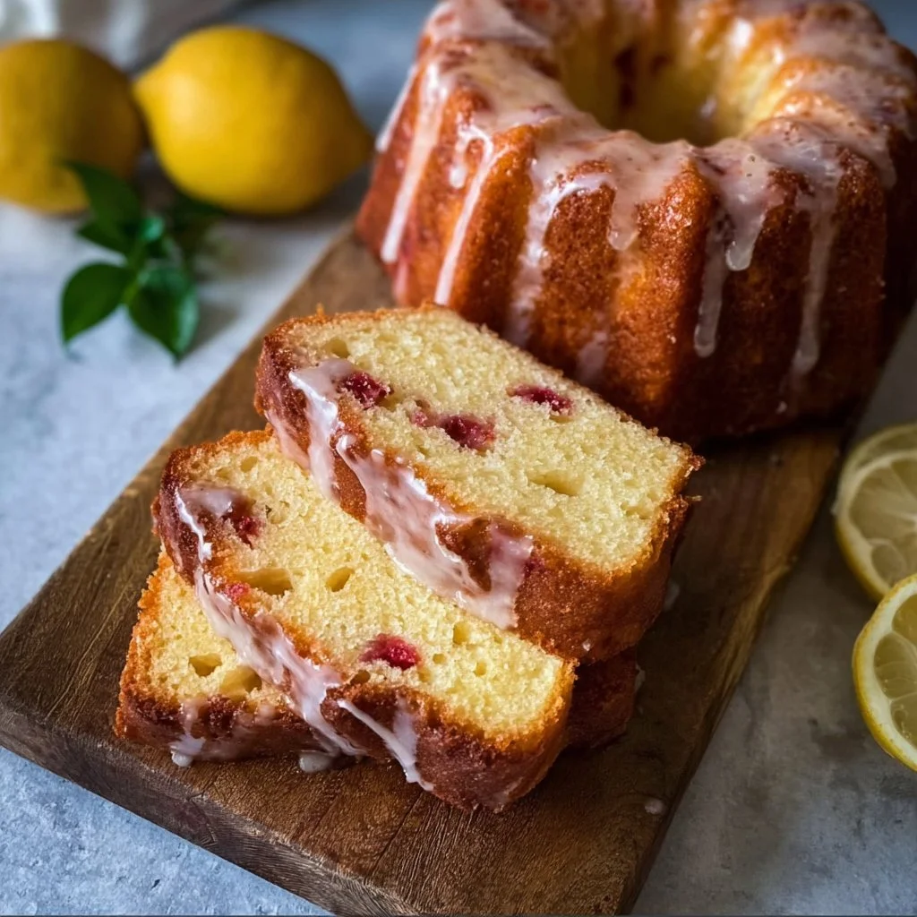 Gluten-Free Lemon Bundt Cake served on a plate with a lemon garnish.
