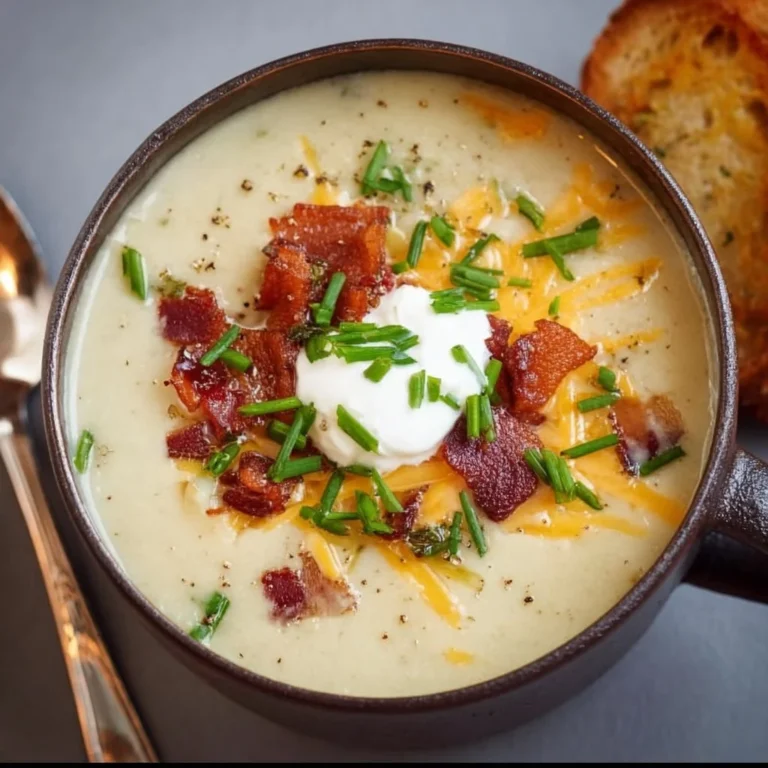 Bowl of creamy gluten-free potato soup topped with fresh herbs