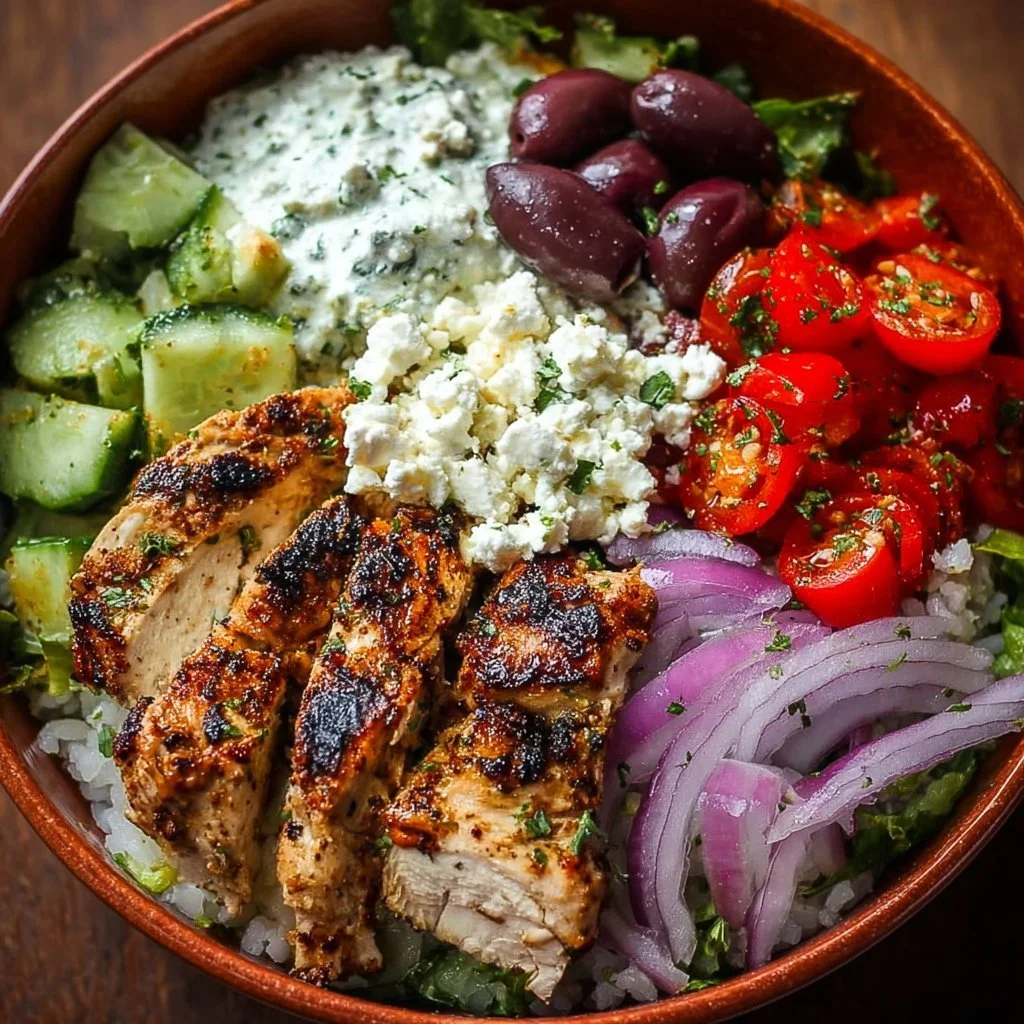 Delicious Greek Chicken Bowls with fresh ingredients and vibrant flavors
