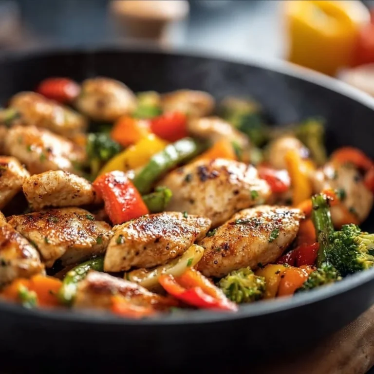 Healthy chicken skillet with vegetables for a nutritious meal