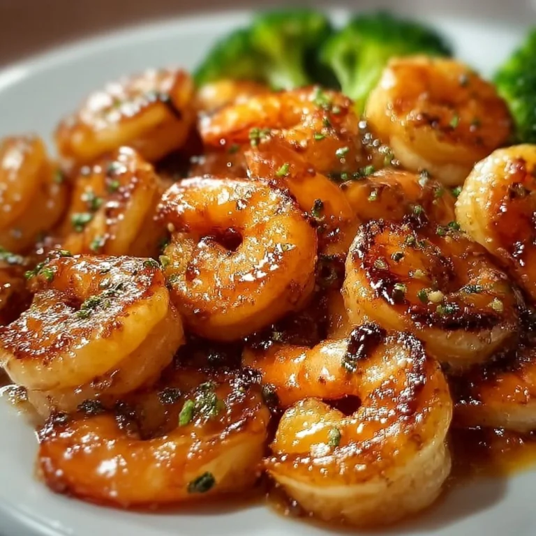 High-protein honey garlic shrimp dish served with vegetables
