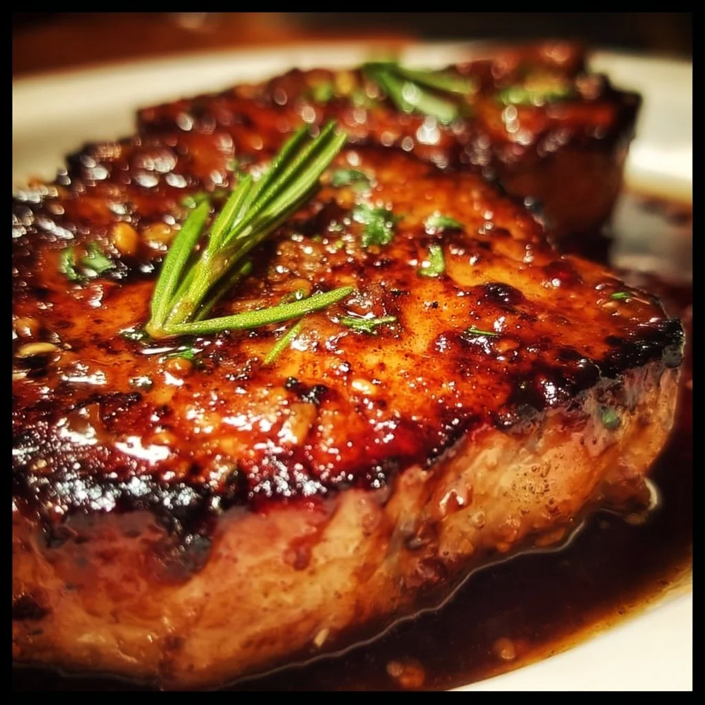 Honey Garlic Pork Chops served with sides on a plate