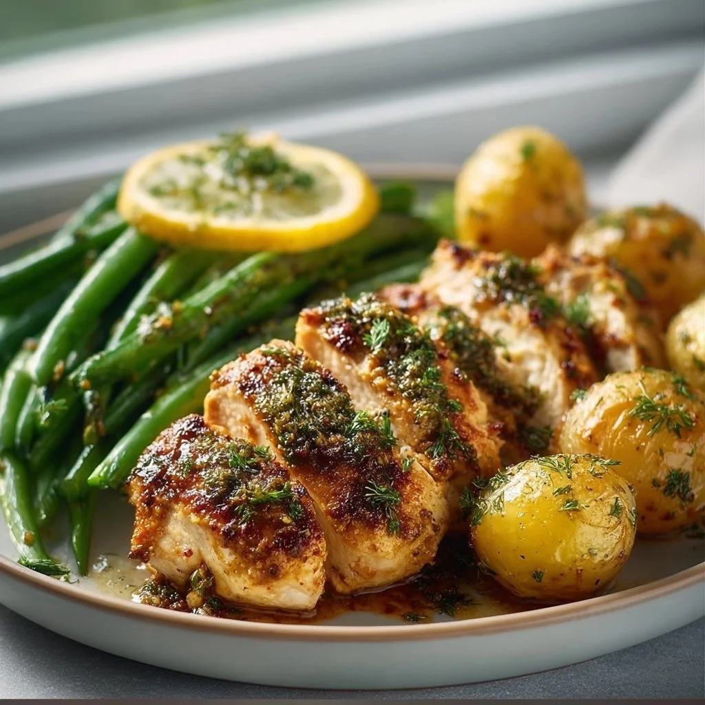 Lemon Garlic Chicken meal prep with fresh ingredients and spices