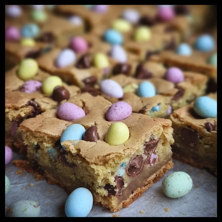 Mini Egg and Chocolate Chip Cookie Traybake fresh out of the oven