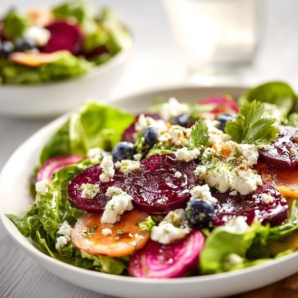 Delicious Easter Spring Salad with Goat Cheese and vibrant seasonal vegetables