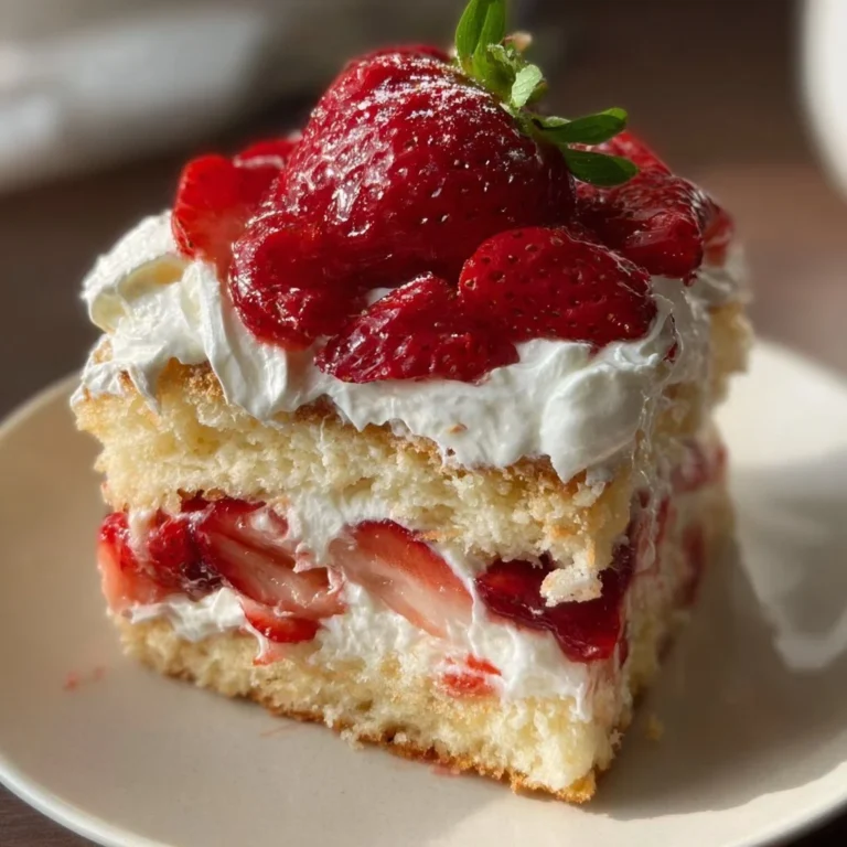 Delicious homemade strawberry shortcake with fresh strawberries and whipped cream