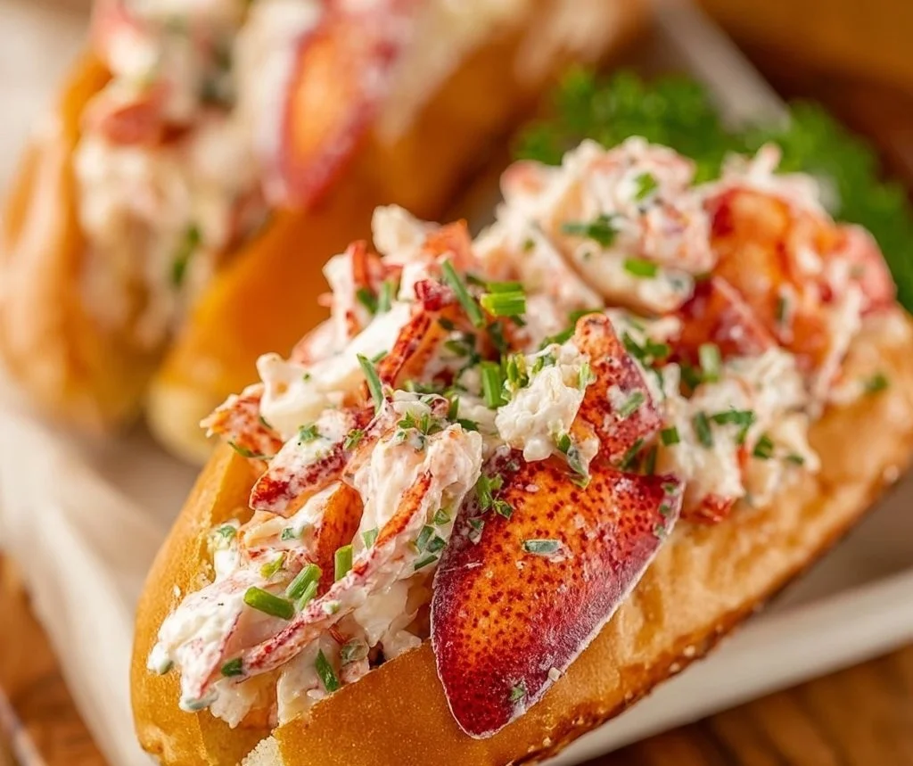 Delicious classic lobster rolls served with fresh ingredients and a buttery bun