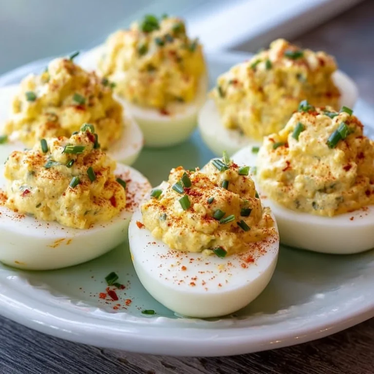 Creamy deviled eggs made with relish, a delicious appetizer dish.