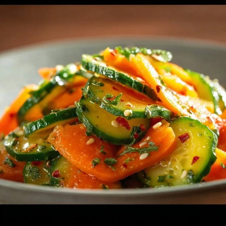 Fresh Cucumber Carrot Salad served in a bowl with herbs