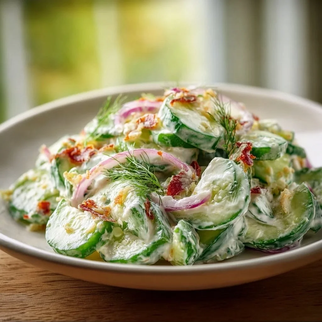 Cucumber Ranch Salad with fresh ingredients and creamy dressing