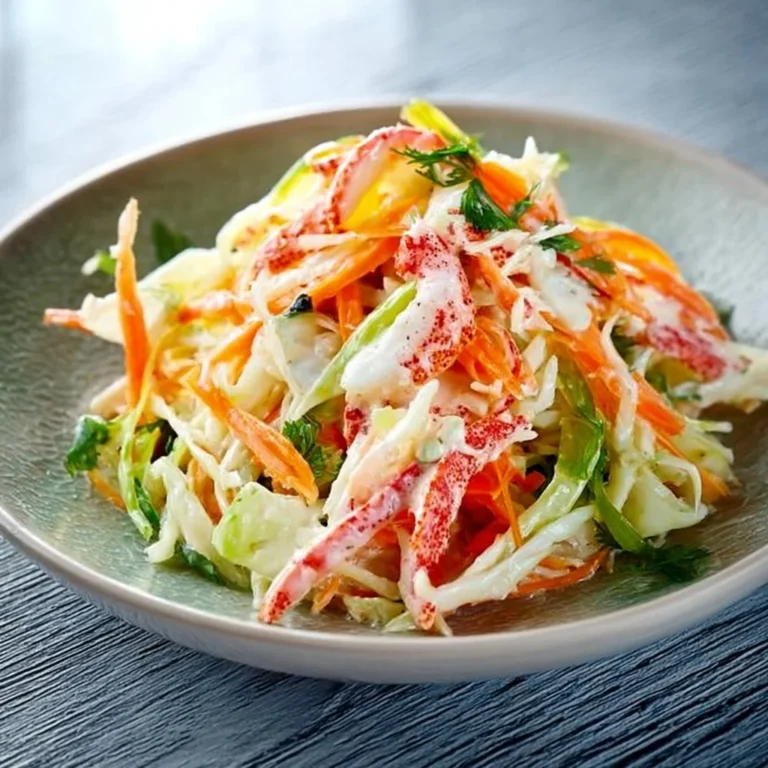 Delicious kani salad with crab, avocado, and vegetables