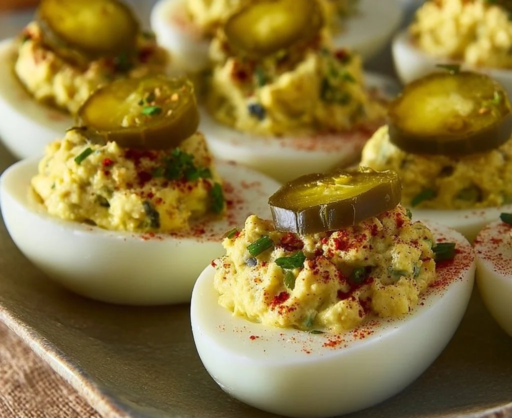 Deviled Eggs with Pickle Relish and Mustard