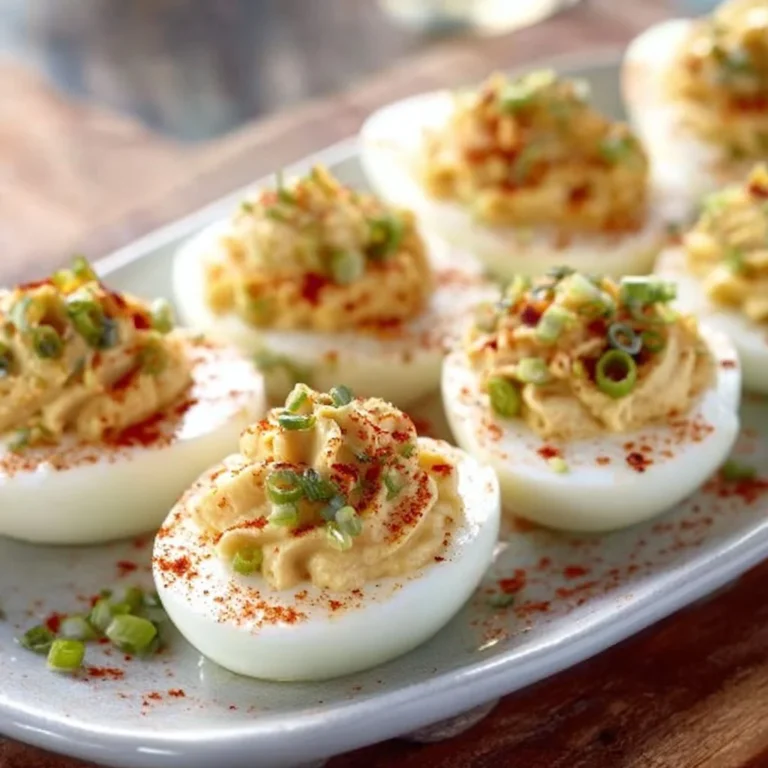 Deviled eggs with relish served on a platter for a festive gathering