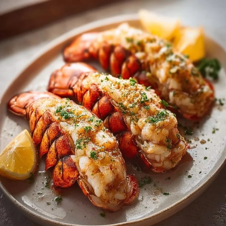 Delicious garlic butter lobster tails served elegantly on a plate