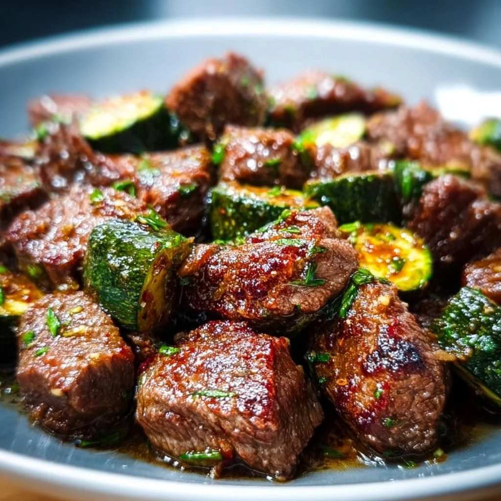 Delicious garlic butter steak bites served on a plate