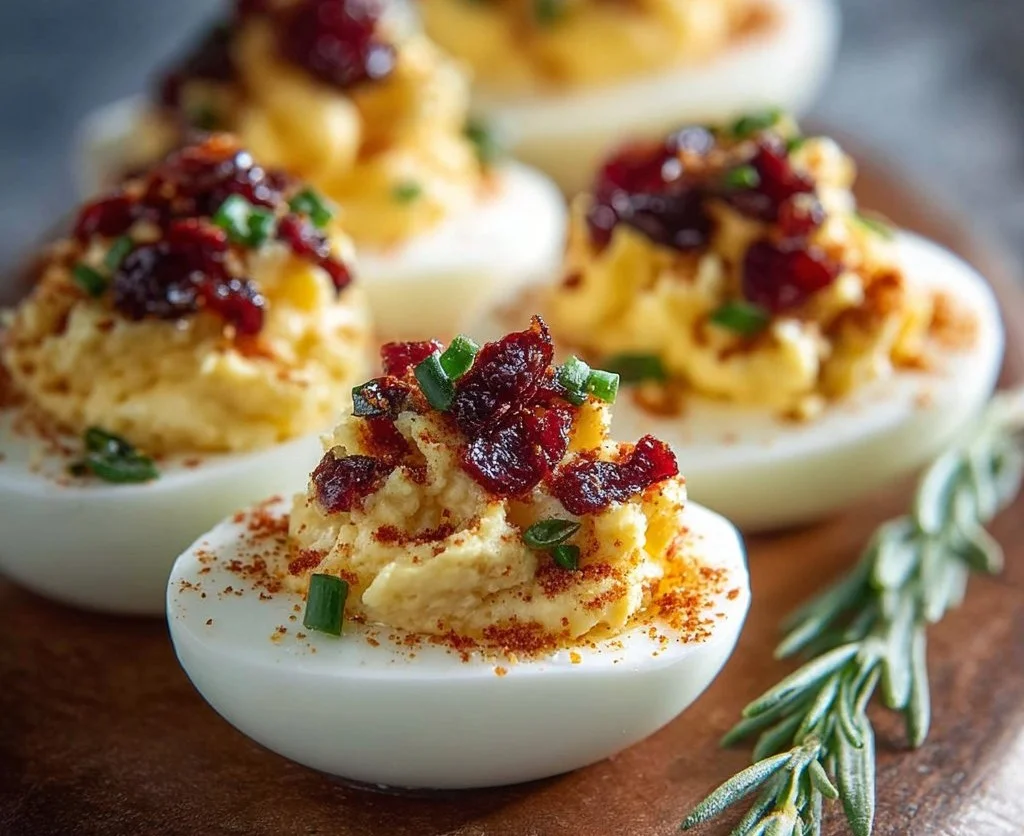 Harvest Cranberry Deviled Eggs