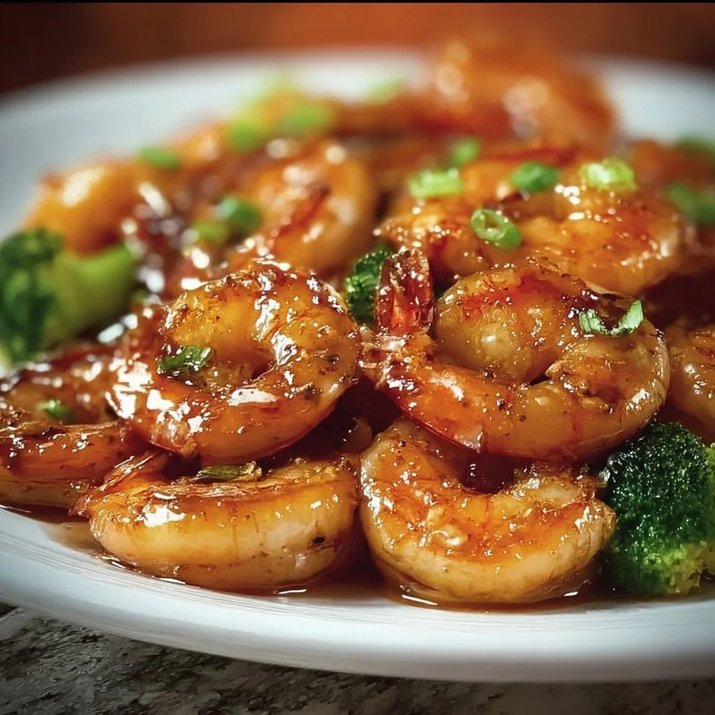 High-protein honey garlic shrimp dish served on a plate