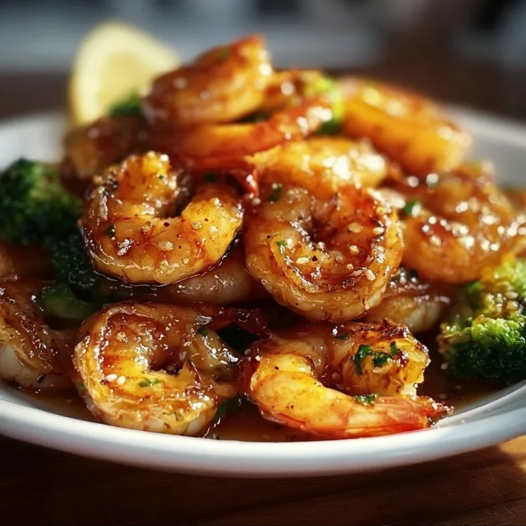 High-protein honey garlic shrimp served on a plate with vegetables