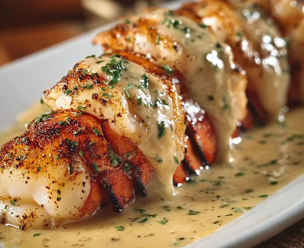 Indulgent Butter-Seared Lobster Tails with Garlic Cream Sauce