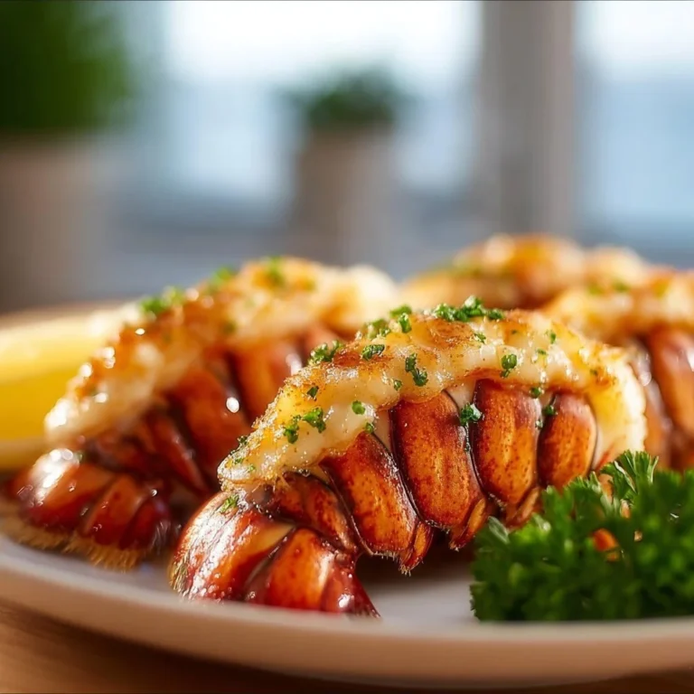 Delicious baked colas de langosta prepared with rich, buttery seasoning