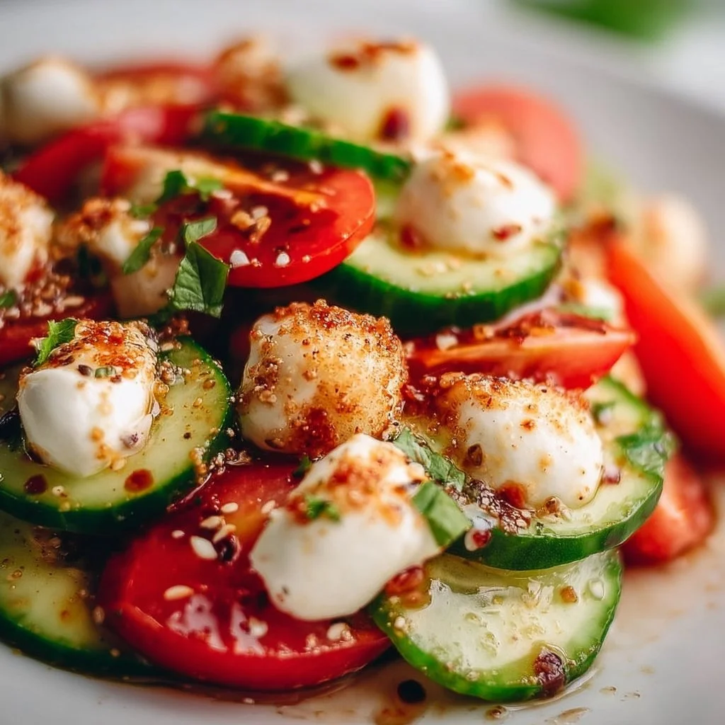 Juicy Cucumber Caprese Salad