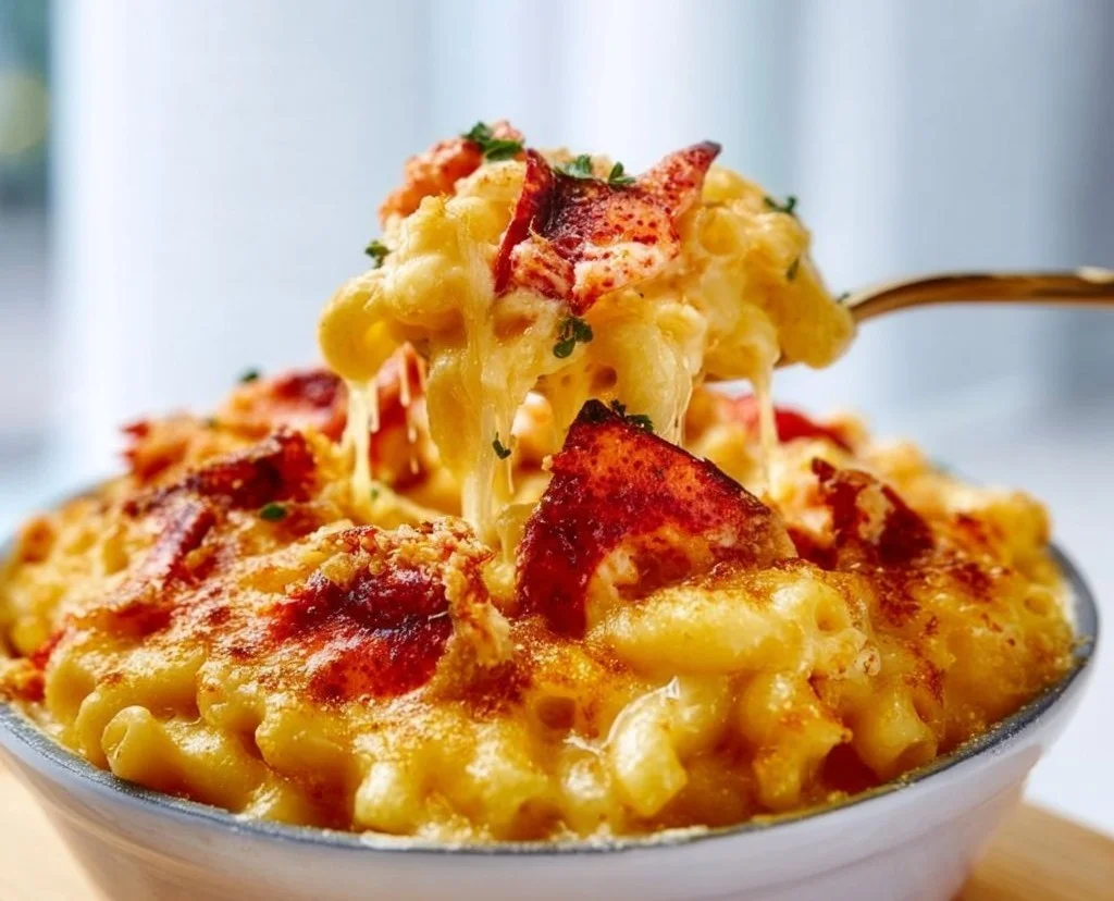 Delicious Lobster Mac and Cheese served in a bowl