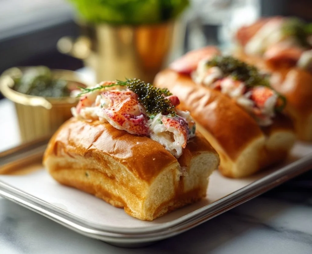 Delicious lobster rolls served with fresh ingredients and seasoning