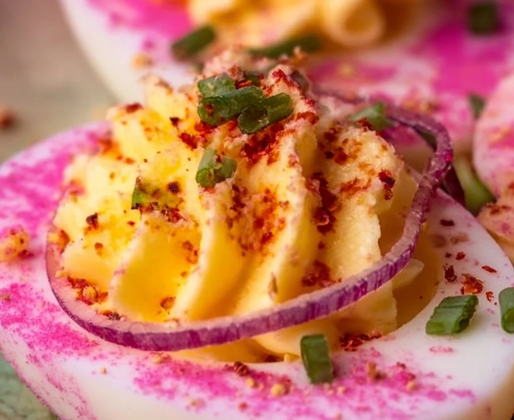Perfectly Pink Deviled Eggs