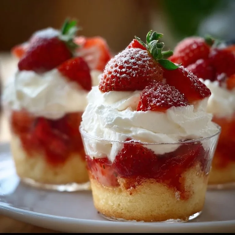 Quick strawberry shortcake cups with fresh strawberries and whipped cream